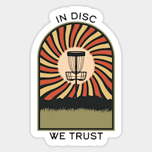 In Disc We Trust | Disc Golf Vintage Retro Arch Mountains Sticker